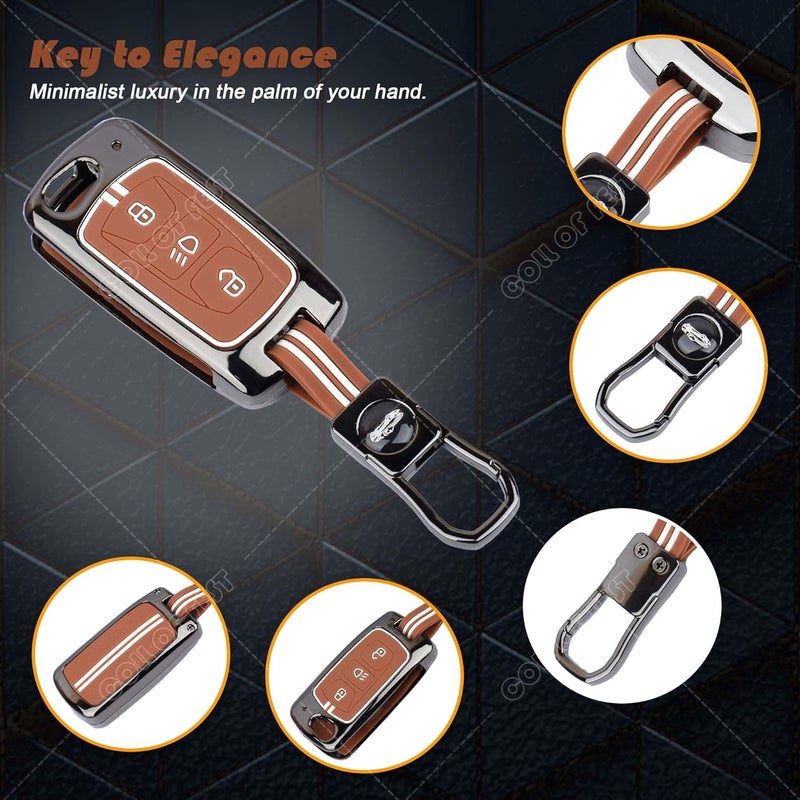 Coll of Fest Premium Black Chrome Metal Silicone Key Cover Glow-in-the-Dark, Waterproof, Key Fob Protector for Tata Nexon | Altroz | Tiago | Punch | Harrier | Safari | Tigor 3 Button Smart Key - Image 3