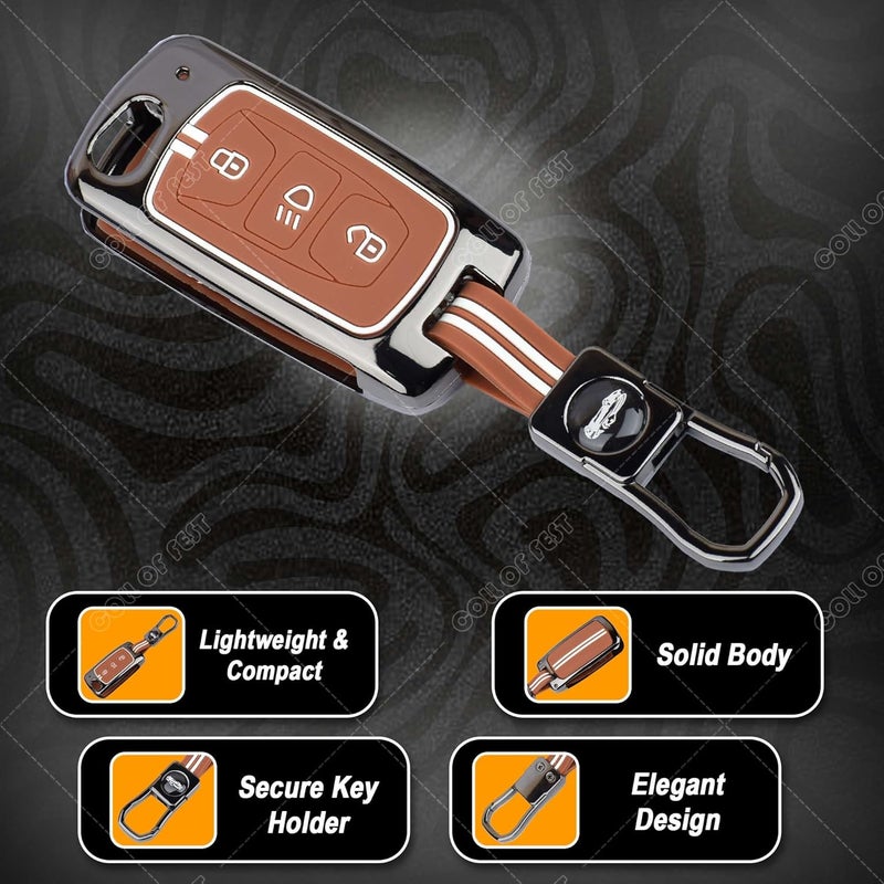 Coll of Fest Premium Black Chrome Metal Silicone Key Cover Glow-in-the-Dark, Waterproof, Key Fob Protector for Tata Nexon | Altroz | Tiago | Punch | Harrier | Safari | Tigor 3 Button Smart Key - Image 2