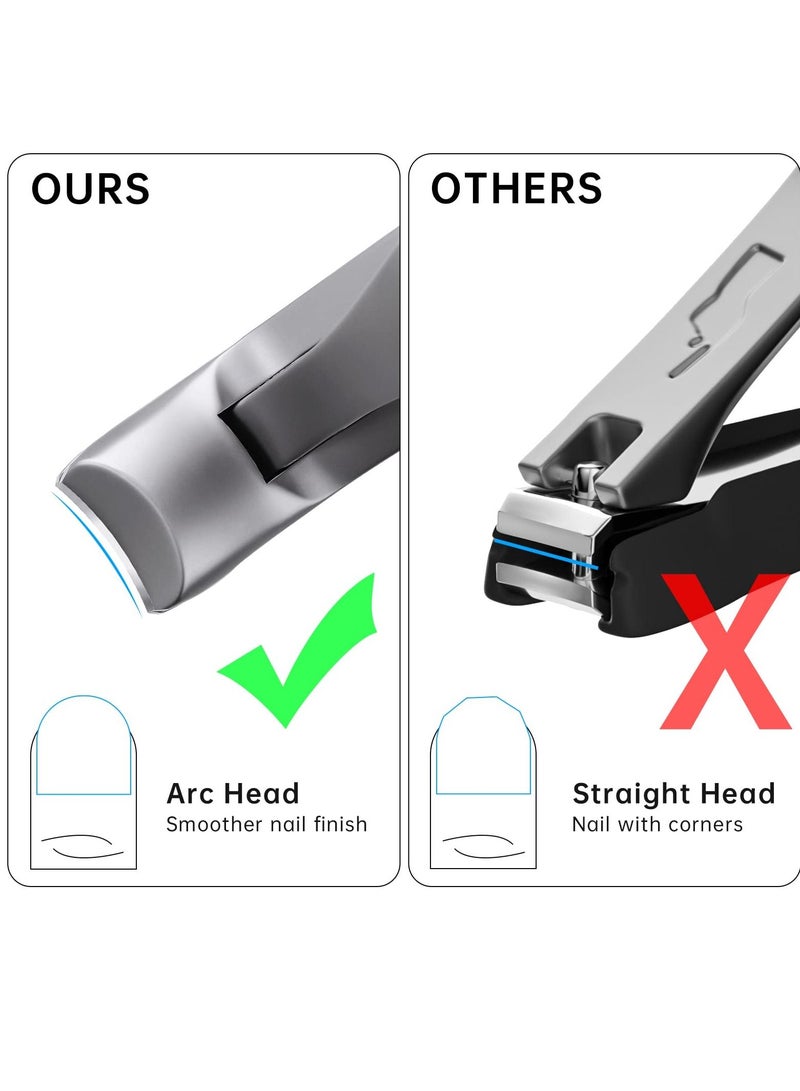 Excefore Stainless Steel Nail Clippers, Ultra-Wide Jaw Opening Toenail Clipper for Thick Nails, Cutter for Ingrown Manicure Set with File Metal Boxed, Pedicure Kit for Men Women Seniors (Gray) - Image 4