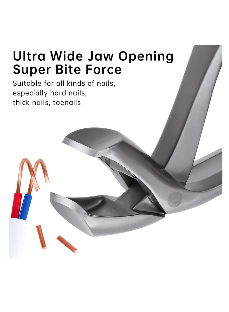 Excefore Stainless Steel Nail Clippers, Ultra-Wide Jaw Opening Toenail Clipper for Thick Nails, Cutter for Ingrown Manicure Set with File Metal Boxed, Pedicure Kit for Men Women Seniors (Gray) - Image 2