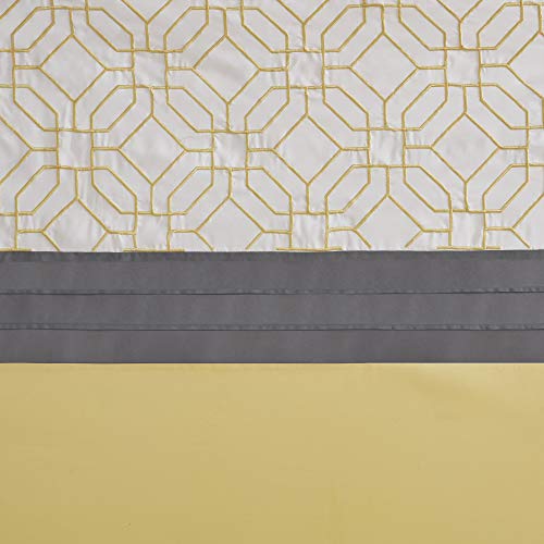 510 DESIGN ستارة دش 510 ديزاين، تصميم مطرز بنسيج هندسي مع بطانة مدمجة، ديكور حمام عصري من منتصف القرن، قابلة للغسل في الغسالة، شاشة خصوصية من القماش، 72x72، دونيل، أصفر/رمادي - Image 2