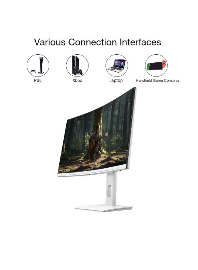27-inch Gaming Curved Monitor Full HD 1080P 1920x1080 With 280Hz | AMD FreeSync Premium Technology | LED Backlight | 1ms (VRB) | VA Screen, DP*2 HDMI*2, White - Image 2