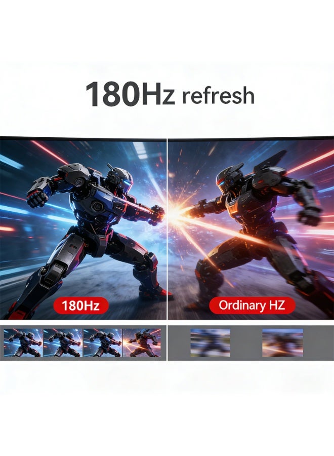 شاشة ألعاب مقاس 27 بوصة بدقة QHD 2560×1440، معدل تحديث 180 هرتز، شاشة IPS سريعة الاستجابة (1 مللي ثانية)، حامل قابل لتعديل الارتفاع والدوران 180 درجة، شاشة ألعاب إلكترونية بإضاءة خلفية RGB مع مكبرات صوت مدمجة، تقنية الضوء الأزرق المنخفض وخالية من الوميض، تدعم تقنية AMD FreeSync، منافذ HDMI وDP، شاشة كمبيوتر للألعاب والاستخدام المكتبي - Image 3