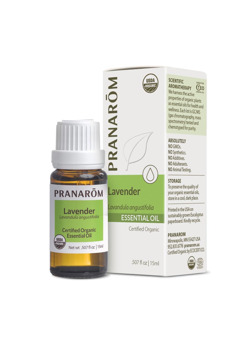 PRANAROM Pranarom USDA Certified Organic Lavender Essential Oil (15ml), 100% Pure Undiluted Therapeutic Grade from French Alps for Aromatherapy, Diffuser, Healthy Skin & Hair, Massage, Relaxation  - Image 1