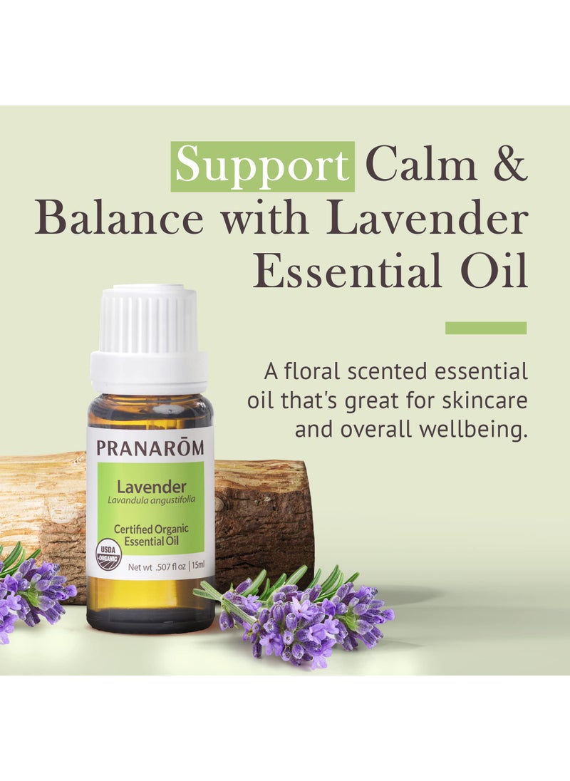 PRANAROM Pranarom USDA Certified Organic Lavender Essential Oil (15ml), 100% Pure Undiluted Therapeutic Grade from French Alps for Aromatherapy, Diffuser, Healthy Skin & Hair, Massage, Relaxation  - Image 2