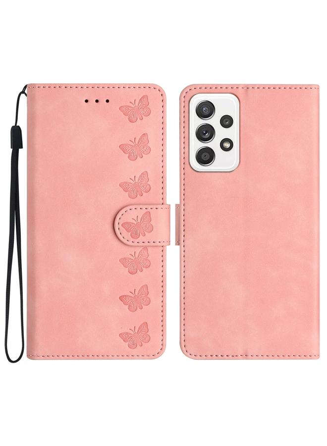 اس-توب جراب لهاتف Samsung Galaxy A72 5G، جراب جلدي منقوش بسبع فراشات - Image 1