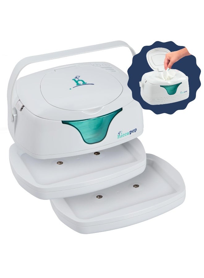 hiccapop Portable Baby Wipe Warmer, Baby Wipes Warmer for Babies Includes 2 Power Bases, Diaper Wipe Warmer with Changing Light - Image 1