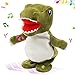 Easfan Talking Dinosaur Toy Repeats What You Say Stuffed Animal Walking Singing Musical Electric Interactive Educational Funny Animated Plush Toy Birthday for Kids Toddlers Green8 - Image 2