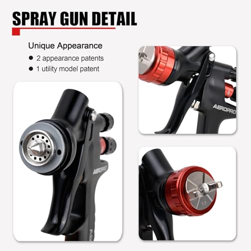 AEROPRO Tools A608 HVLP Air Spray Gun, 1.3mm Nozzle, 600cc Plastic Cup, Auto Paint Spray Gun, Automotive Paint Gun, Body Repair Paint Spray Guns, Car Paint Gun for Touch Up, Primer, Top Coat - Image 3