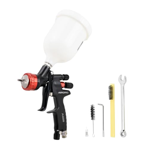 AEROPRO Tools A608 HVLP Air Spray Gun, 1.3mm Nozzle, 600cc Plastic Cup, Auto Paint Spray Gun, Automotive Paint Gun, Body Repair Paint Spray Guns, Car Paint Gun for Touch Up, Primer, Top Coat - Image 1