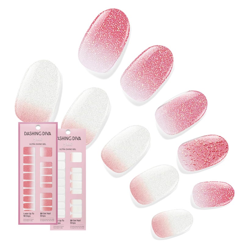 Dashing Diva Gloss Nail Strips Bundle - The Classic Ombre Collection - Smitten at Sundown & Mini Skirt - UV Free, Chip Resistant, Long Lasting Gel Stickers - Contains 2 Sets - Image 1