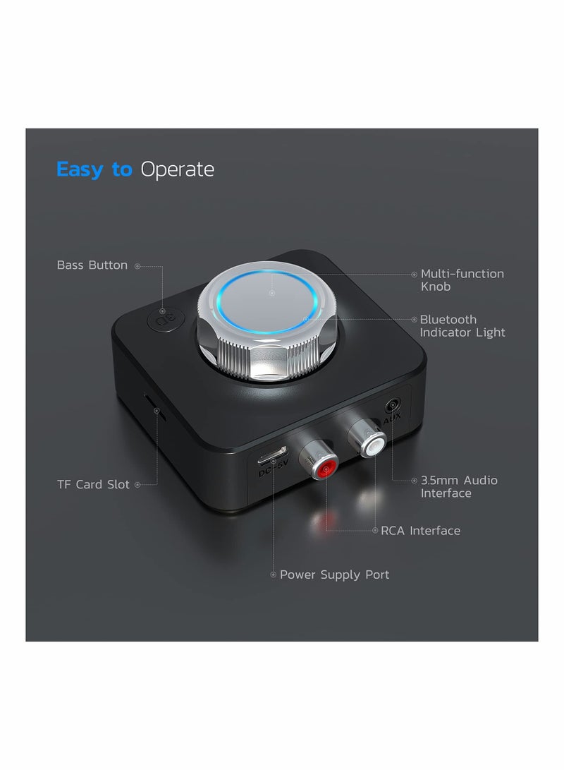 Excefore Bluetooth Audio Receiver, Stereo Wireless Audio Adapter, Bluetooth Adapter for Stereo Receiver, 3.5mm RCA TF Card Playback 3D Bass Mode for Home Music Streaming Stereo System - Image 2