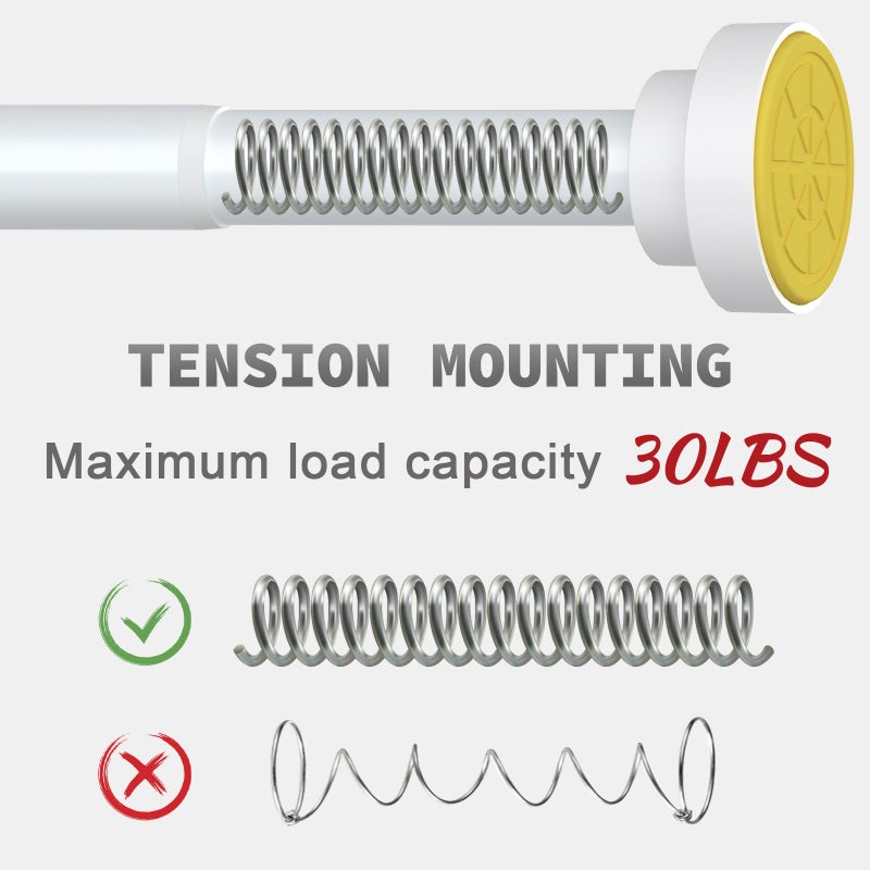 Thestoa White Shower Curtain Rod Adjustable 43-78 inch, 1"Diameter Spring Tension Curtain Rod No Drill, Anti-Rust Non-Slip Shower Rod, White Shower Rod for Bathroom Tension - Image 2