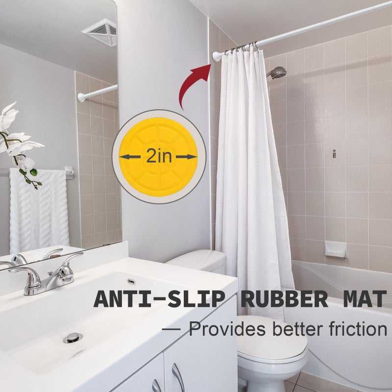 Thestoa White Shower Curtain Rod Adjustable 43-78 inch, 1"Diameter Spring Tension Curtain Rod No Drill, Anti-Rust Non-Slip Shower Rod, White Shower Rod for Bathroom Tension - Image 3