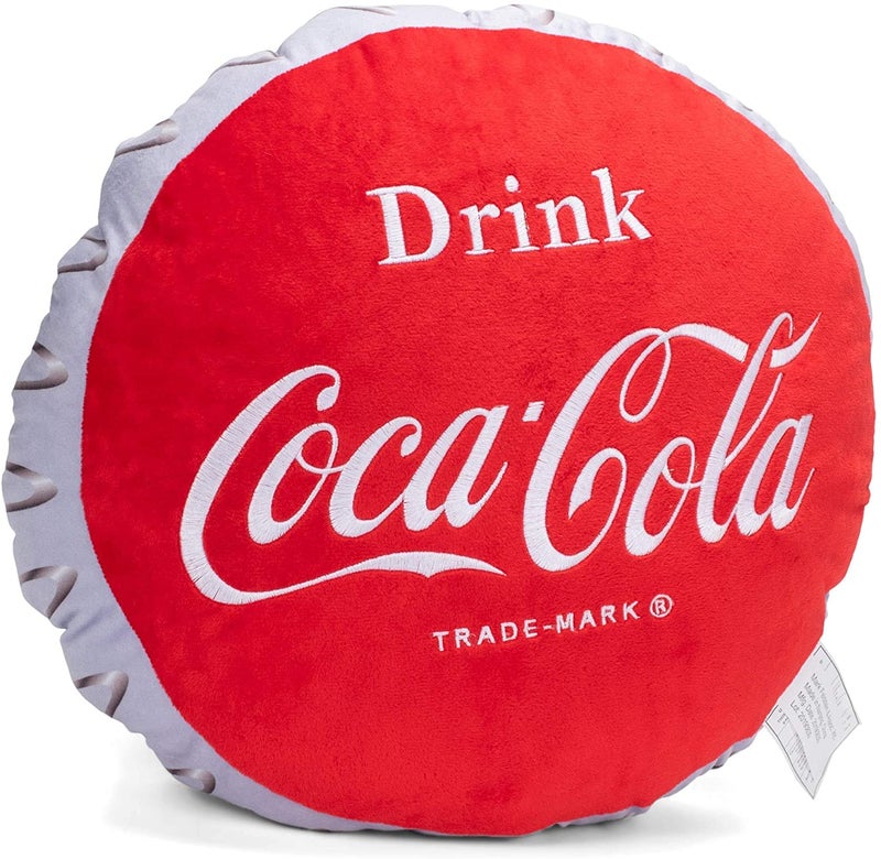 Mark Feldstein & Associates Mark Feldstein  Associates Drink CocaCola Bottle Cap 16 Inch Plush Polyester Embroidered Pillow 