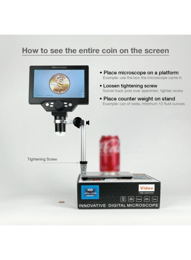 Generic 1-1200x Led Digital Microscope,HD 7 Inch Lcd Screen ,12 Mp Camera  - Image 3