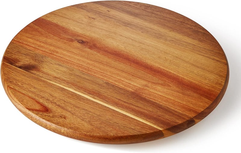 oridom Acacia Wood Lazy Susan, Wood Turntable Tray Cabinet Organizer,14" - Image 1