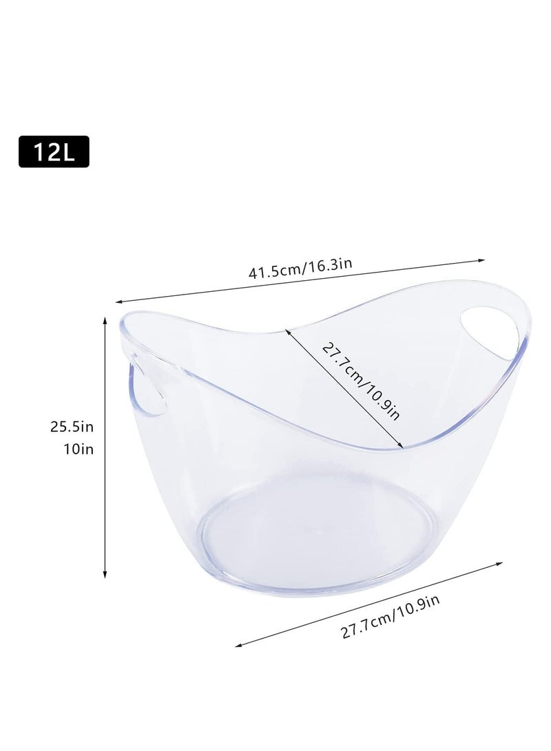 TRASSLE Ice Bucket , 12L Clear Ice Bucket,Acrylic Plastic Tub for Drinks and Parties, Food Grade - Image 2