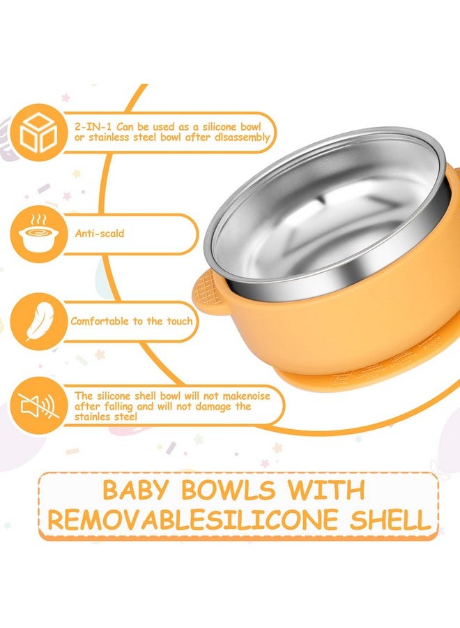 Dualshine 6 Pack 304 Stainless Steel Baby Bowls with Removable Non-Slip Silicone Shell, Suction Bowls for Baby, Scald-Resistant Food Containers, for Kids, Babies Food Feeding（6 Colors） - Image 4