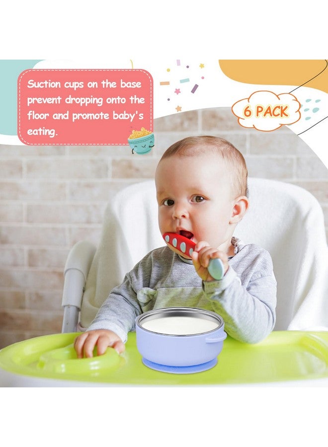 Dualshine 6 Pack 304 Stainless Steel Baby Bowls with Removable Non-Slip Silicone Shell, Suction Bowls for Baby, Scald-Resistant Food Containers, for Kids, Babies Food Feeding（6 Colors） - Image 2