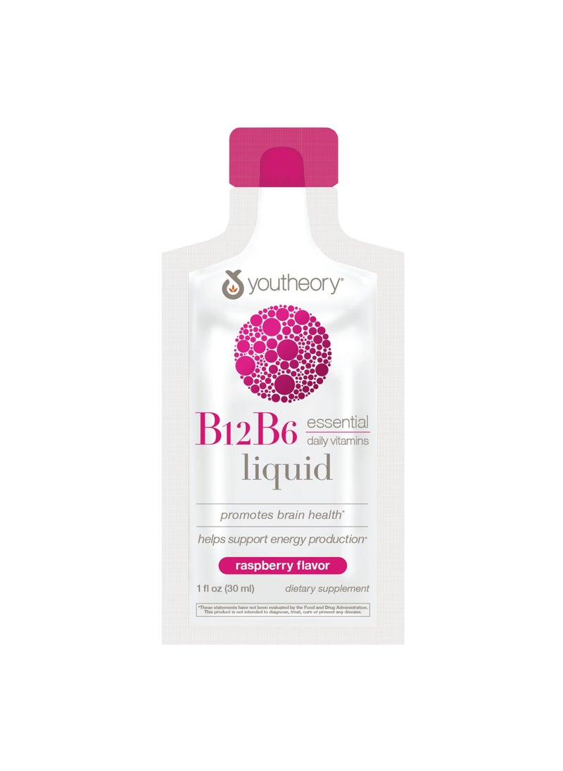 youtheory - Vitamin B12 B6 Liquid Essential Daily Vitamins Raspberry Flavor 121 Fl Oz 30 Ml New Wt 12 Fl Oz 360 Ml - Image 1