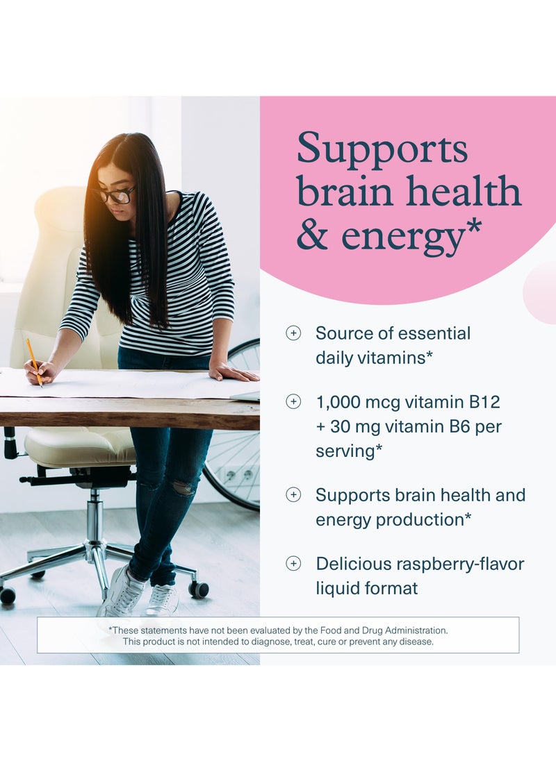 youtheory - Vitamin B12 B6 Liquid Essential Daily Vitamins Raspberry Flavor 121 Fl Oz 30 Ml New Wt 12 Fl Oz 360 Ml - Image 1