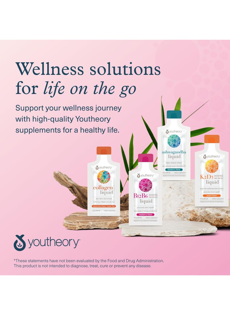 youtheory - Vitamin B12 B6 Liquid Essential Daily Vitamins Raspberry Flavor 121 Fl Oz 30 Ml New Wt 12 Fl Oz 360 Ml - Image 1