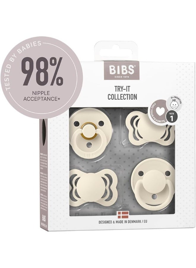 BIBS Baby Pacifier Try-it Collection Size 1-0-6M - Ivory - Image 1