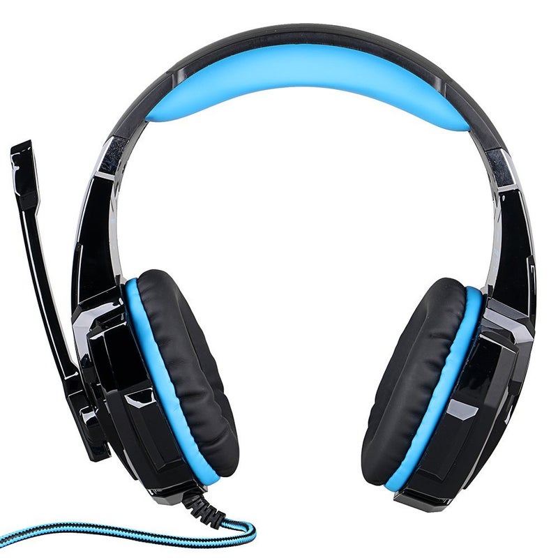 KOTION EACH G9000 3.5mm Over-Ear Headphones with Microphone and Volume Control Stereo Surround Sound LED Light Gaming Headset for PlayStation 4 Tablet PC Mobilephones (Black+Blue) - Image 3