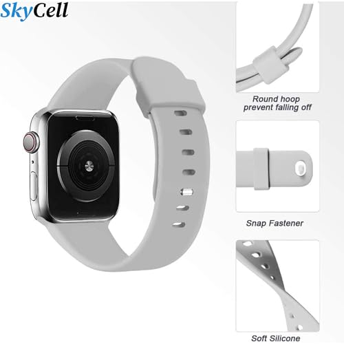 SKYCELL Soft Silicone Watch Strap Band Compatible for Apple Noise Watch Strap Ultra Series 9 Series 8 7 6 5 4 3 2 SE (42MM 44MM 45MM / 49MM, Grey) [Watch NOT Included] - Image 2