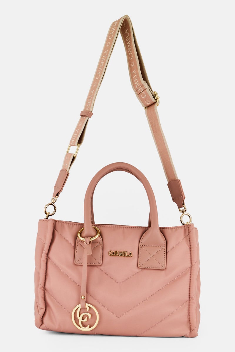 Carmela Women Brand Logo Handbag, Peach  - Image 1