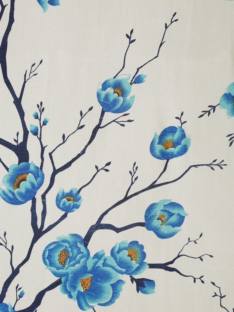 Fashion String 2 Piece 3D Tulips Eyelet Polyester Long Door Curtains 9 Feet Blue - Image 3