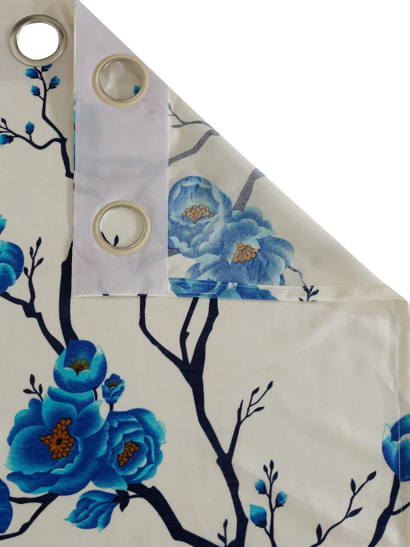 Fashion String 2 Piece 3D Tulips Eyelet Polyester Long Door Curtains 9 Feet Blue - Image 5
