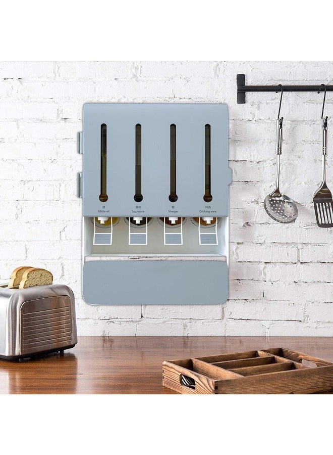 SAFENHAND Hanging Spice Dispenser Rack, Soy Sauce Dispenser Bottles, Wall Mounted Oil Storage Vinegar Dispenser, Transparent Liquid Seasoning Food Dispenser for Kitchen Cooking  - Image 2