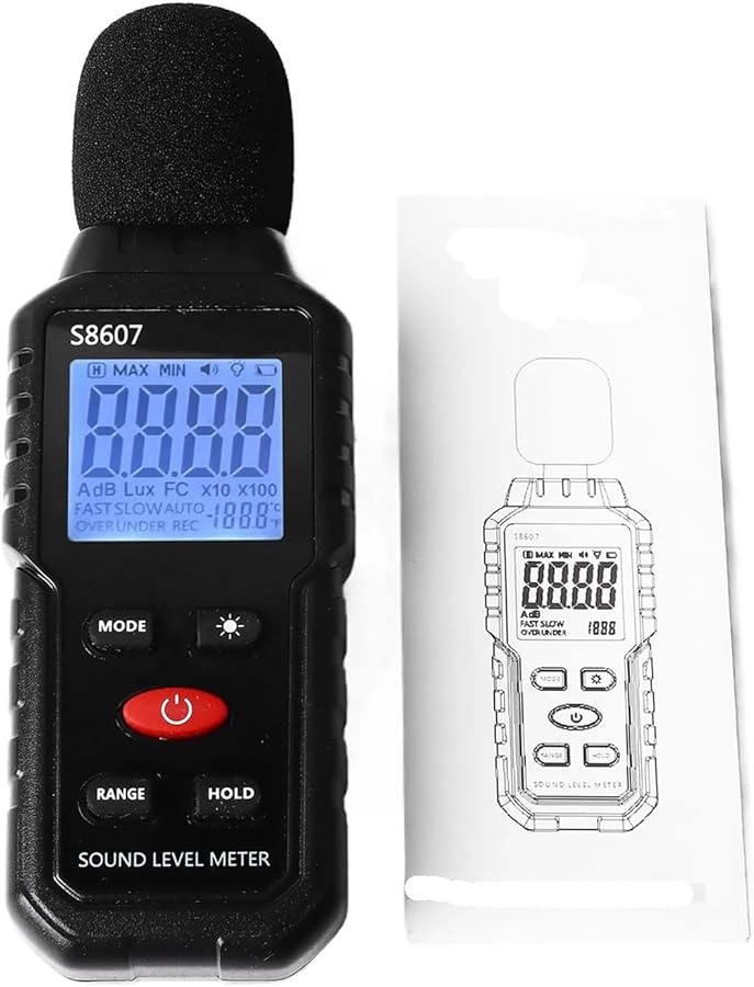 Portable Sound Level Meter Digital LCD Display Backlit Screen Noise Decibel SPL S8607 - Image 3