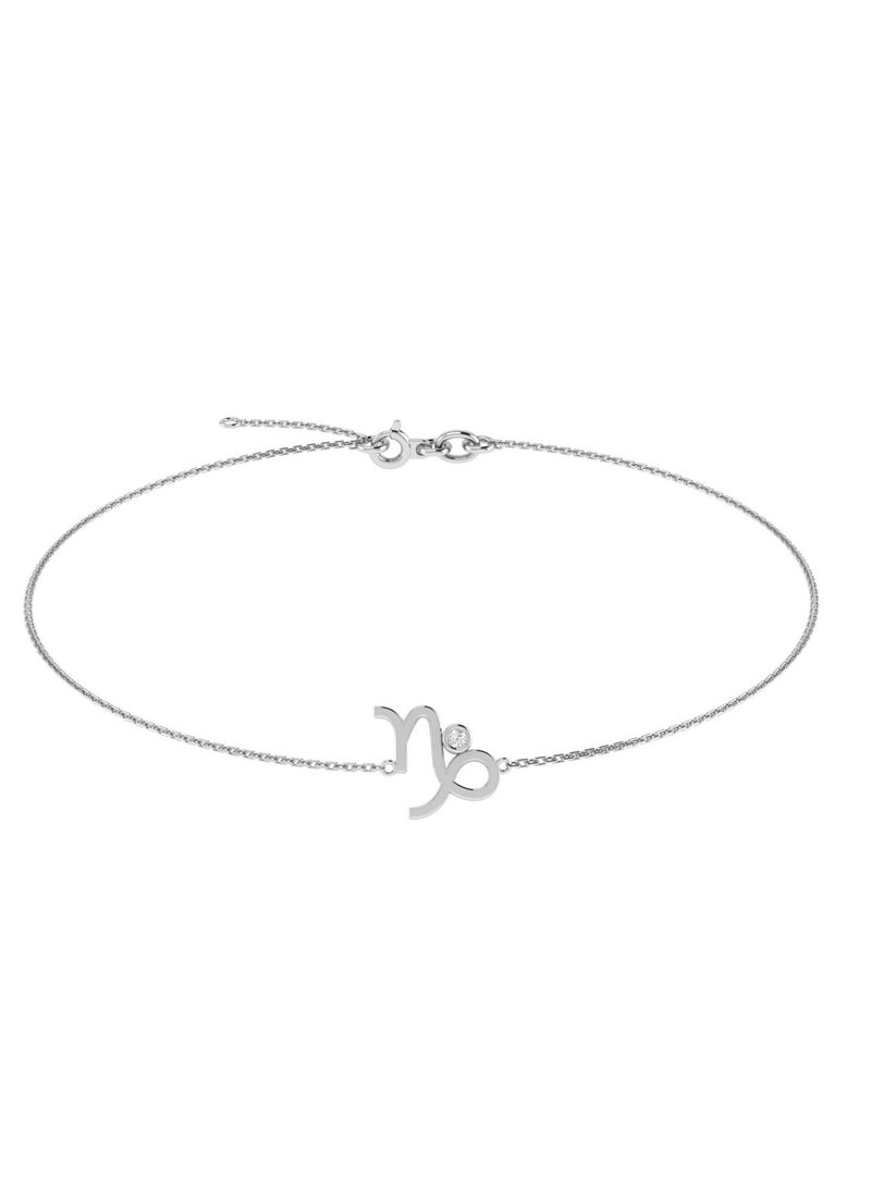 Capri Gold - Capri Gold 18K White Gold Capricorn Zodiac Sign Bracelet with Diamonds - Image 1