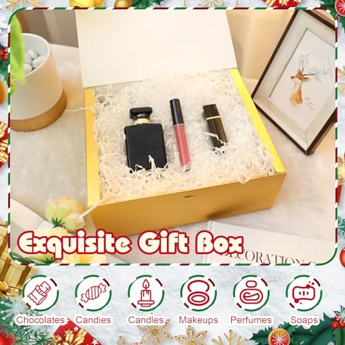 Maxcheck 36 Set Gold Boxes for Bridesmaid Proposal Gold Gift Boxes with Lids 10 x 8 x 4 Inch with Ribbon Thank You Tag and Pin for Wedding Favors Valentine's Day Birthday Party Packaging Present - Image 2