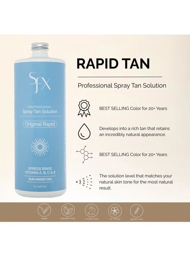 sunfx Rapid - All Natural Quick Rinse Spray Tanning Solution (1L/33.8 fl oz, LIGHT SUMMER) - Image 3