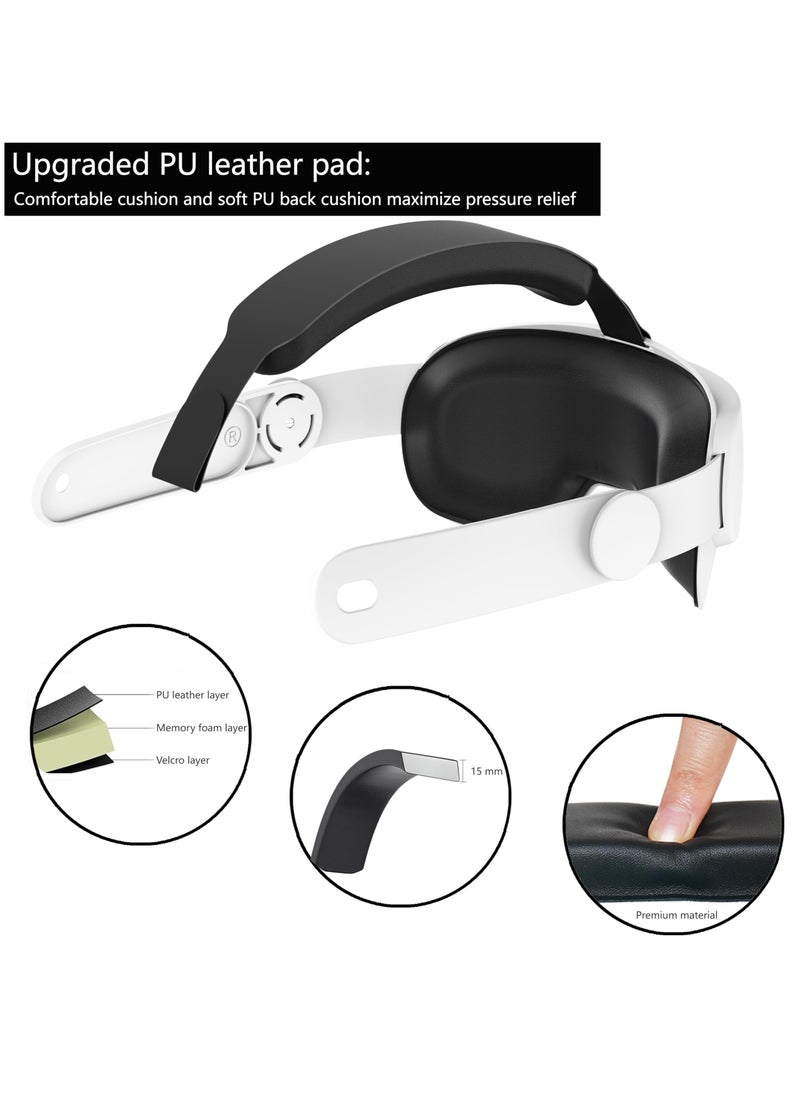 Head Strap for Meta and Oculus Quest 3 Elite Strap Replacement for Enhanced Comfort Reduce Facial Pressure Ergonomic Adjustable Durable Head strap VR Accessories for Meta Oculus Quest 3 White