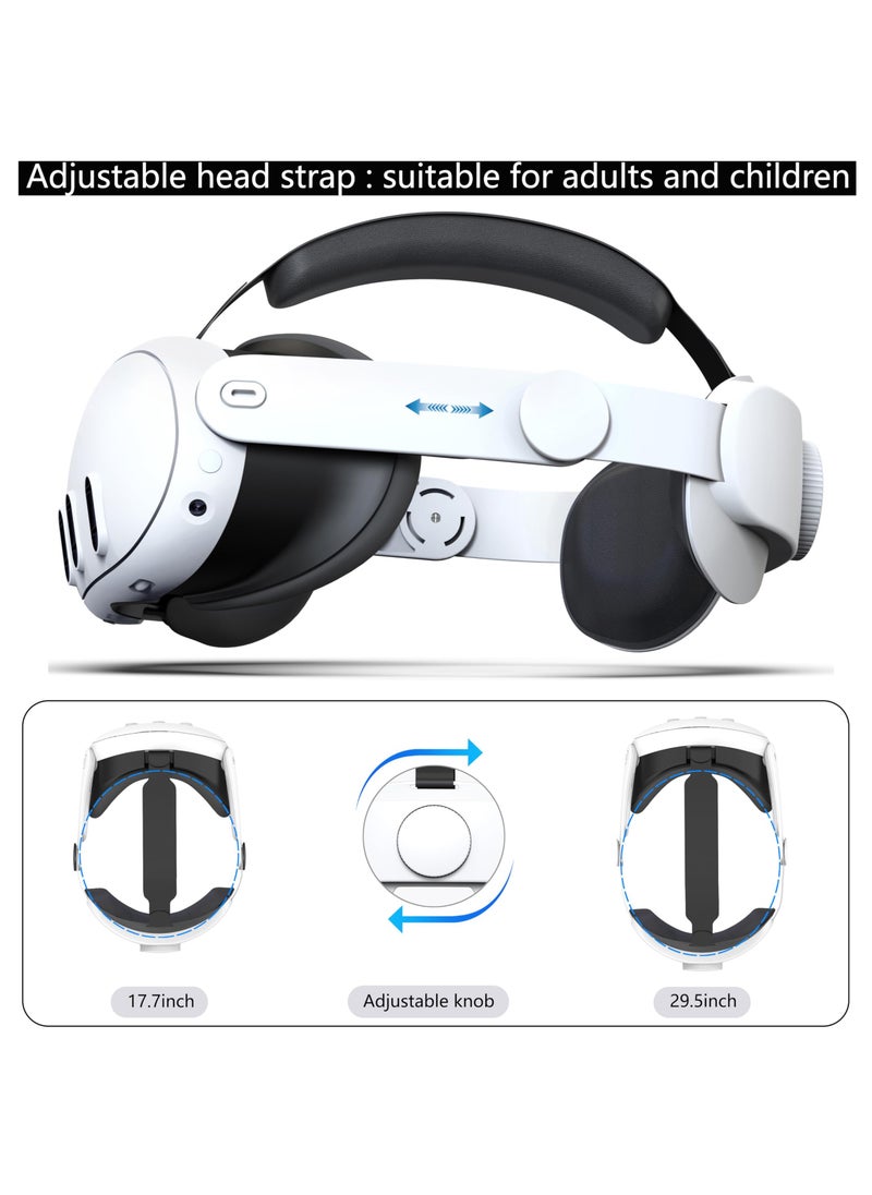 Head Strap for Meta and Oculus Quest 3 Elite Strap Replacement for Enhanced Comfort Reduce Facial Pressure Ergonomic Adjustable Durable Head strap VR Accessories for Meta Oculus Quest 3 White