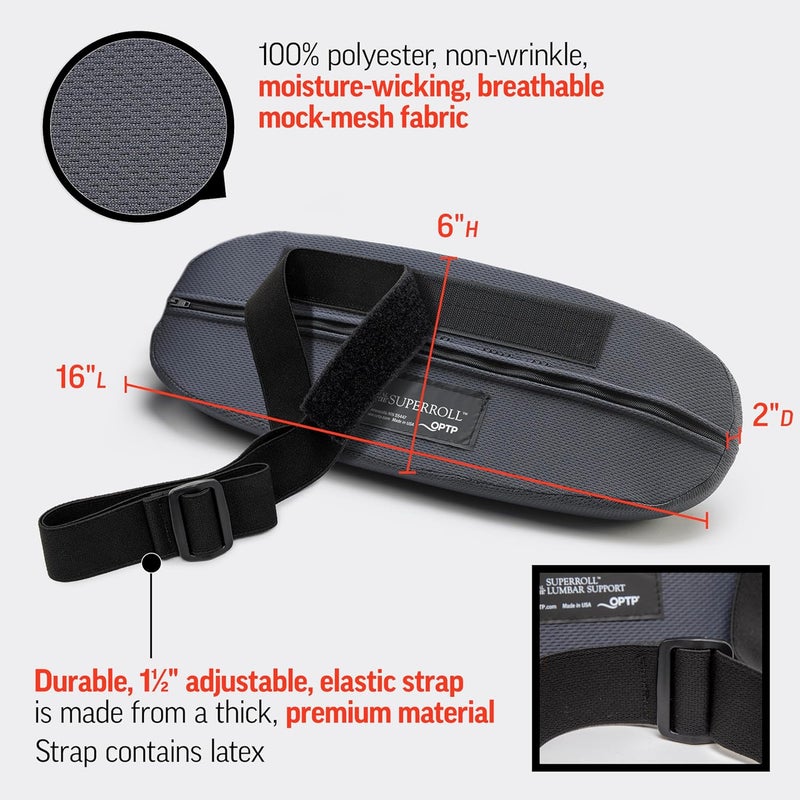 OPTP The Original McKenzie SuperRoll - USA-Made Low Back Lumbar Pillow for Office Chair Lumbar Support, Car Back Support Seat Cushions and Travel. The Preferred Lumbar Cushion by Physical Therapists. - Image 3