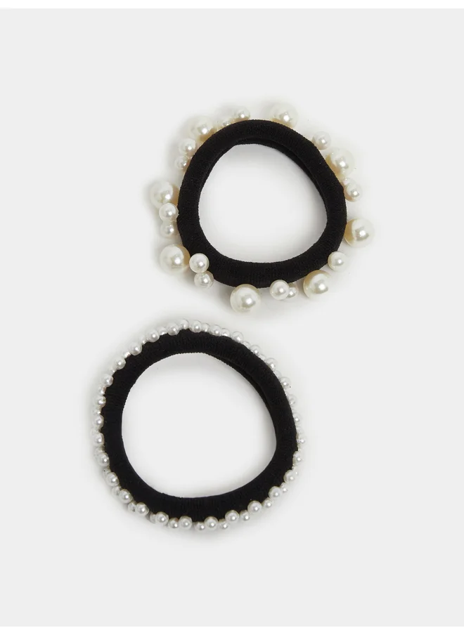 ستايلي Styli Set of 2 - Faux Pearl Detail Hair Tie