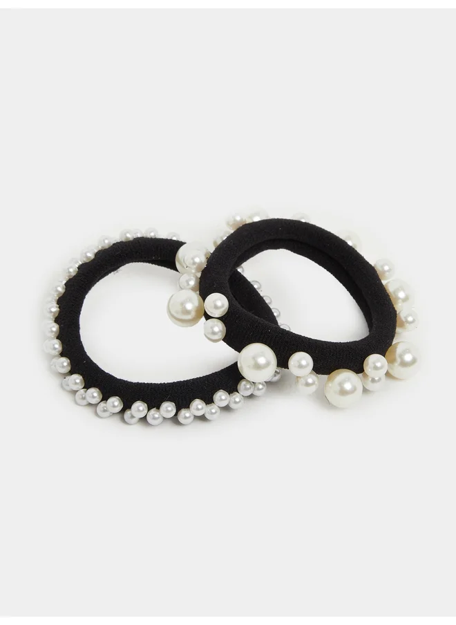 ستايلي Styli Set of 2 - Faux Pearl Detail Hair Tie