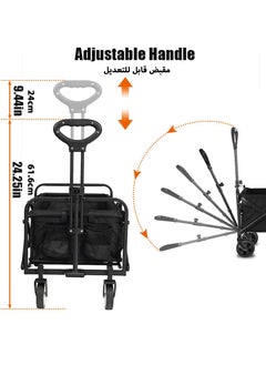 Jourvent Collapsible Folding Outdoor Cart with Table, Portable Hand Wagon for Shopping & Gardening, Utility Transport Trailer, Black  - Image 3