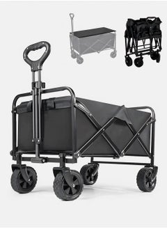 Jourvent Collapsible Folding Outdoor Cart with Table, Portable Hand Wagon for Shopping & Gardening, Utility Transport Trailer, Black  - Image 1