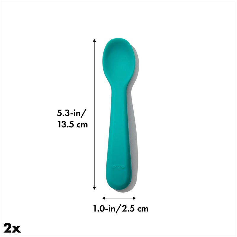 OXO Tot Silicone Spoon Set Teal - Image 2