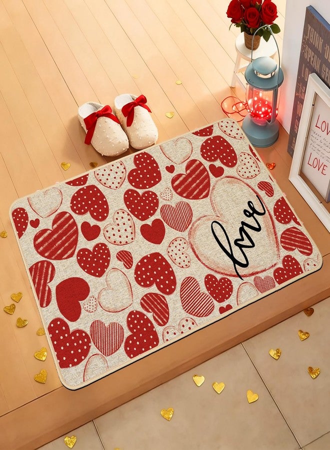Baccessor Valentines Day Door Mat Red Stripe Love 17x29 inch Decorative Front Doormat Indoor Outdoor Non Slip Rubber Backing Seasonal Anniversary Wedding Entryway Kitchen Floor Decoration - Image 2