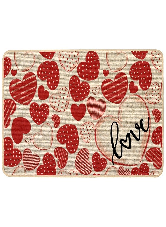 Baccessor Valentines Day Door Mat Red Stripe Love 17x29 inch Decorative Front Doormat Indoor Outdoor Non Slip Rubber Backing Seasonal Anniversary Wedding Entryway Kitchen Floor Decoration - Image 1