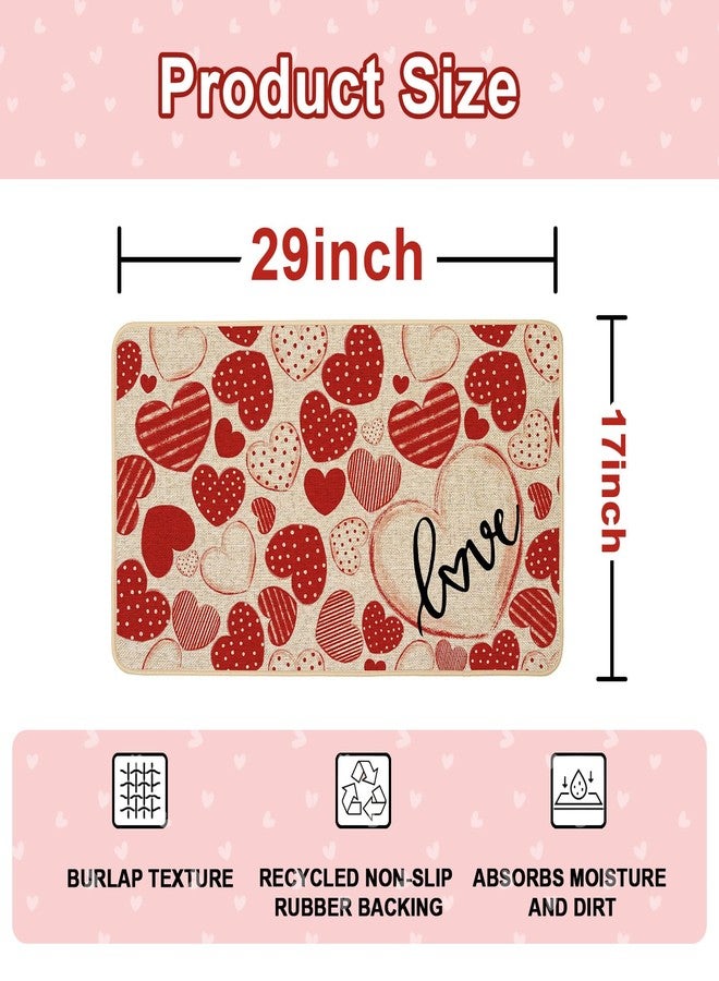 Baccessor Valentines Day Door Mat Red Stripe Love 17x29 inch Decorative Front Doormat Indoor Outdoor Non Slip Rubber Backing Seasonal Anniversary Wedding Entryway Kitchen Floor Decoration - Image 3