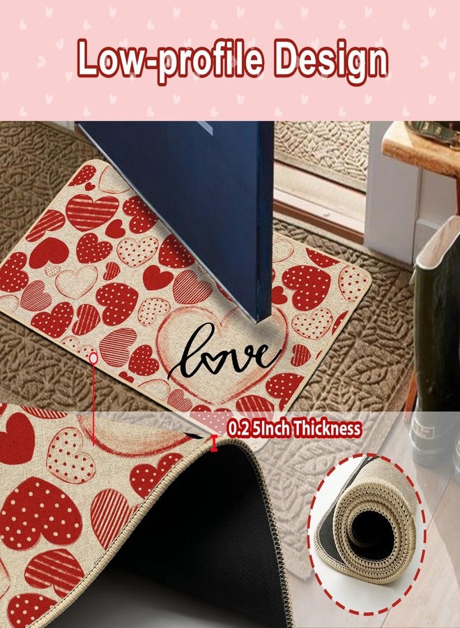 Baccessor Valentines Day Door Mat Red Stripe Love 17x29 inch Decorative Front Doormat Indoor Outdoor Non Slip Rubber Backing Seasonal Anniversary Wedding Entryway Kitchen Floor Decoration - Image 4